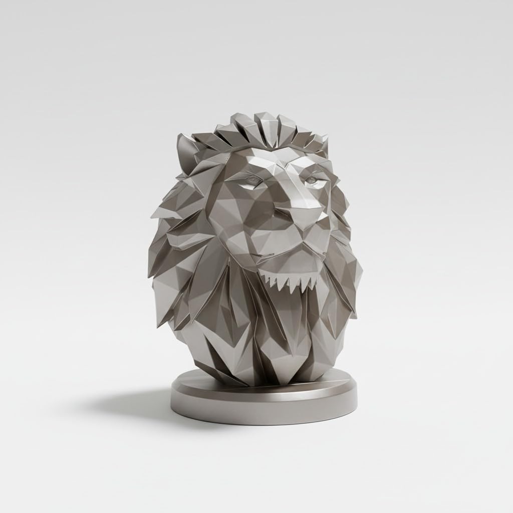 Lion Bust Sculpture – Geometric Lion Head Statue
