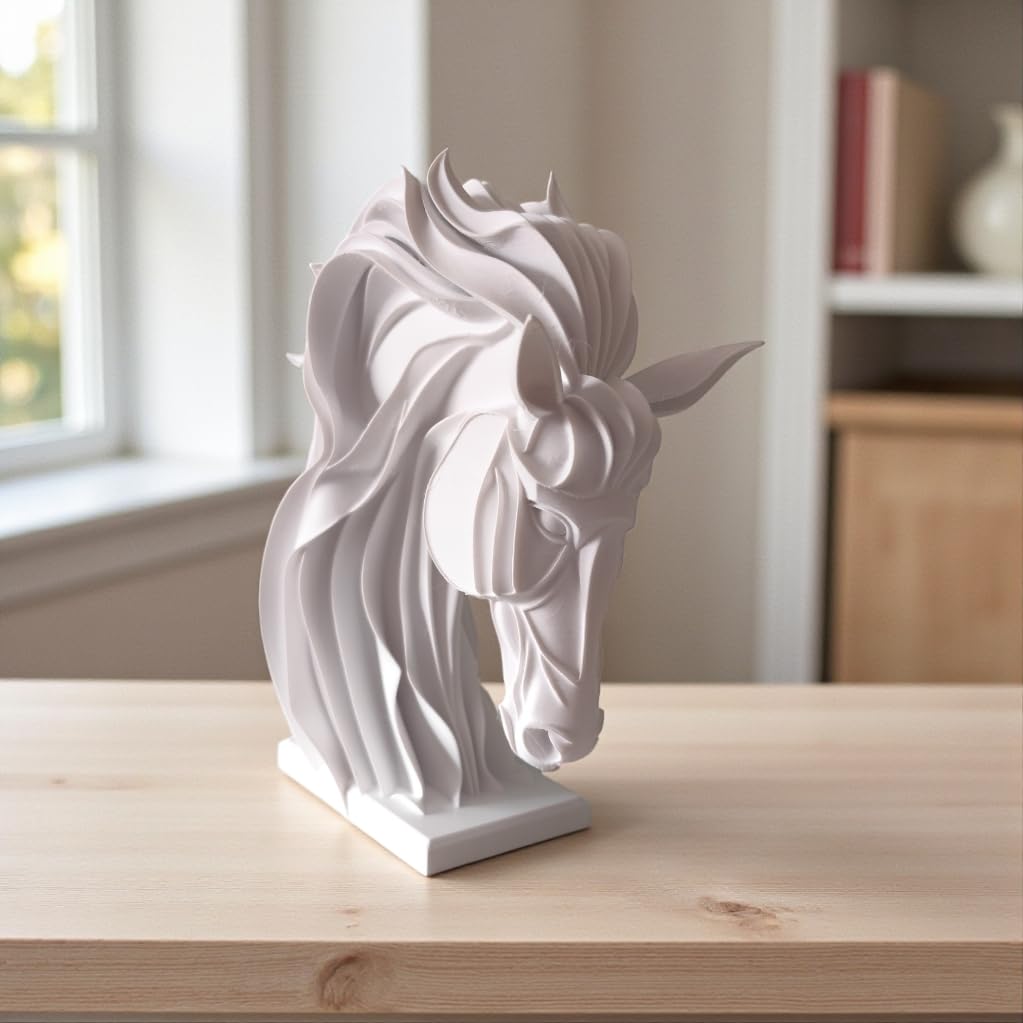 Horse Head Sculpture with Flowing Mane