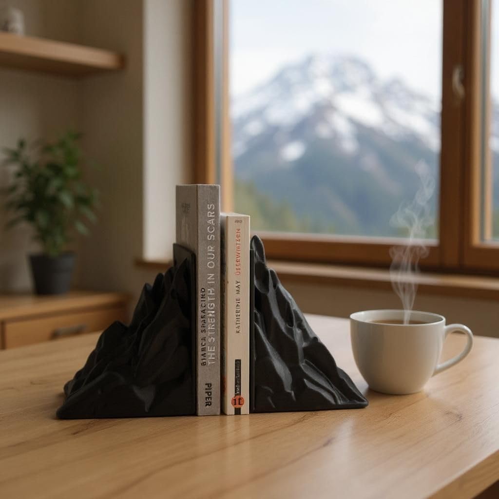 Mountain-Shaped Bookend Supports