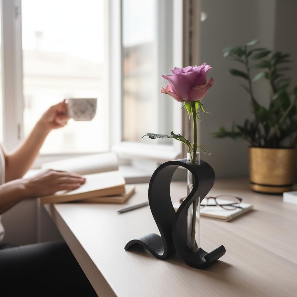 Abstract Test Tube Vase – Modern Plastic Single Stem Flower Holder | Decorative Tabletop Bud Vase for Home & Office