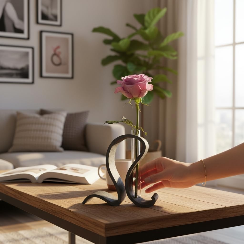 Abstract Test Tube Vase – Modern Plastic Single Stem Flower Holder | Decorative Tabletop Bud Vase for Home & Office