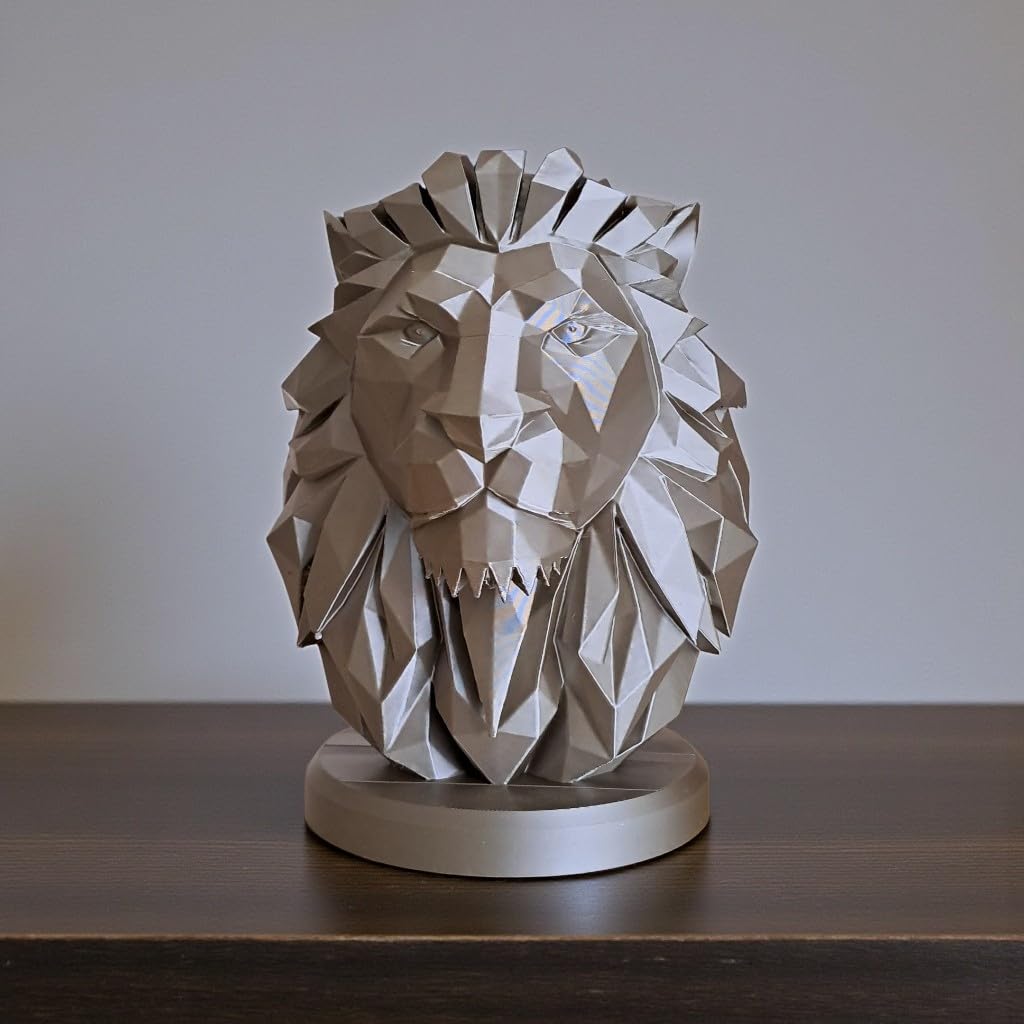 Lion Bust Sculpture – Geometric Lion Head Statue