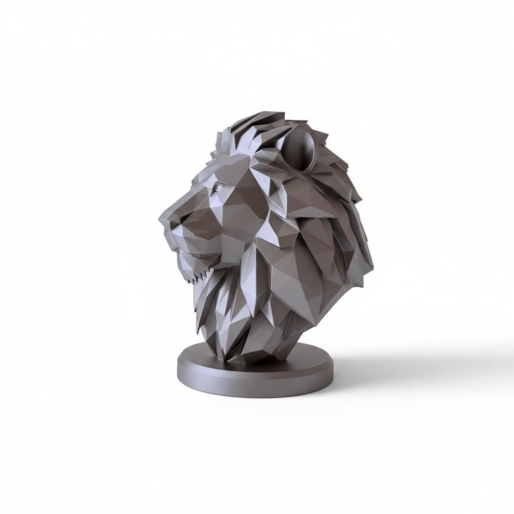 Lion Bust Sculpture – Geometric Lion Head Statue