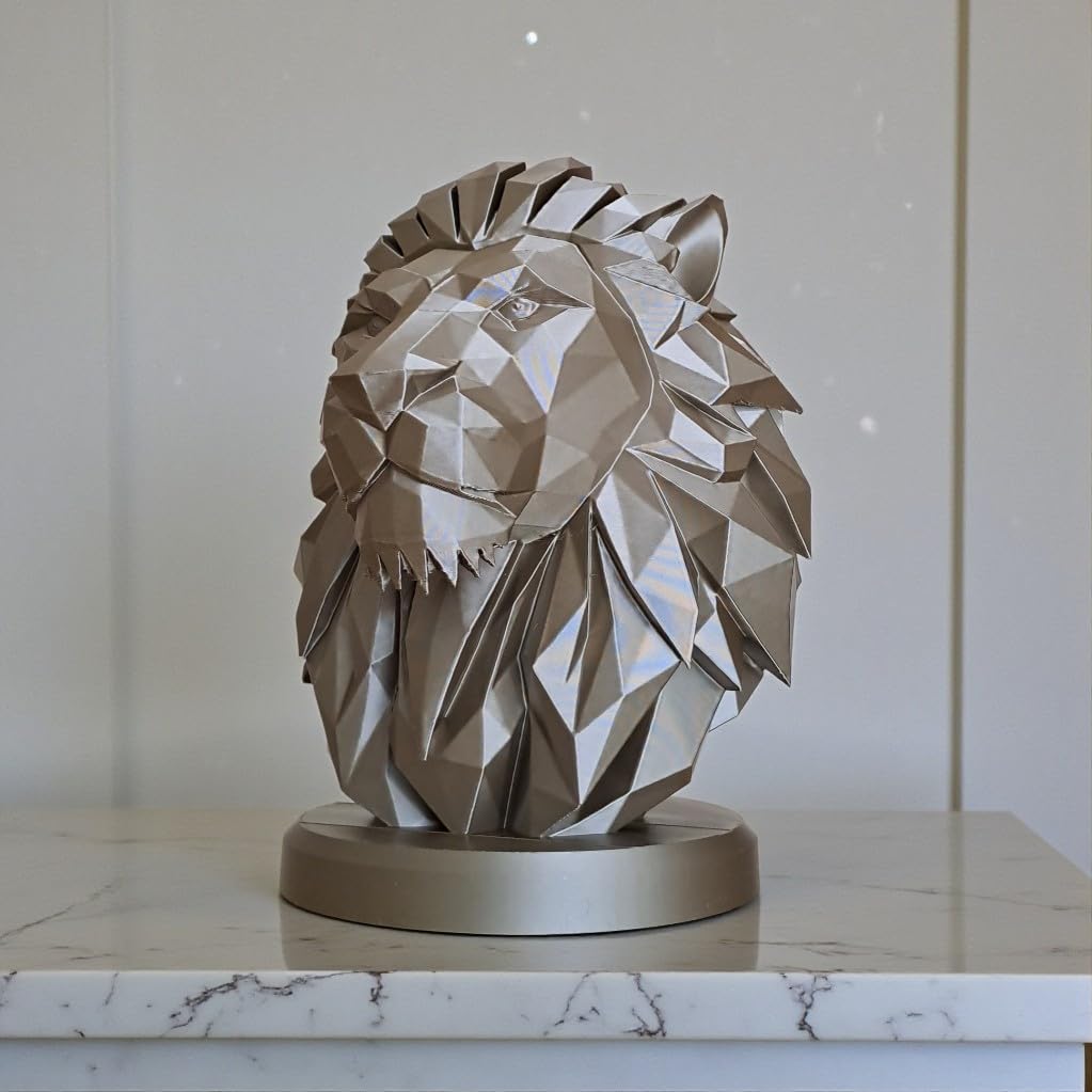 Lion Bust Sculpture – Geometric Lion Head Statue