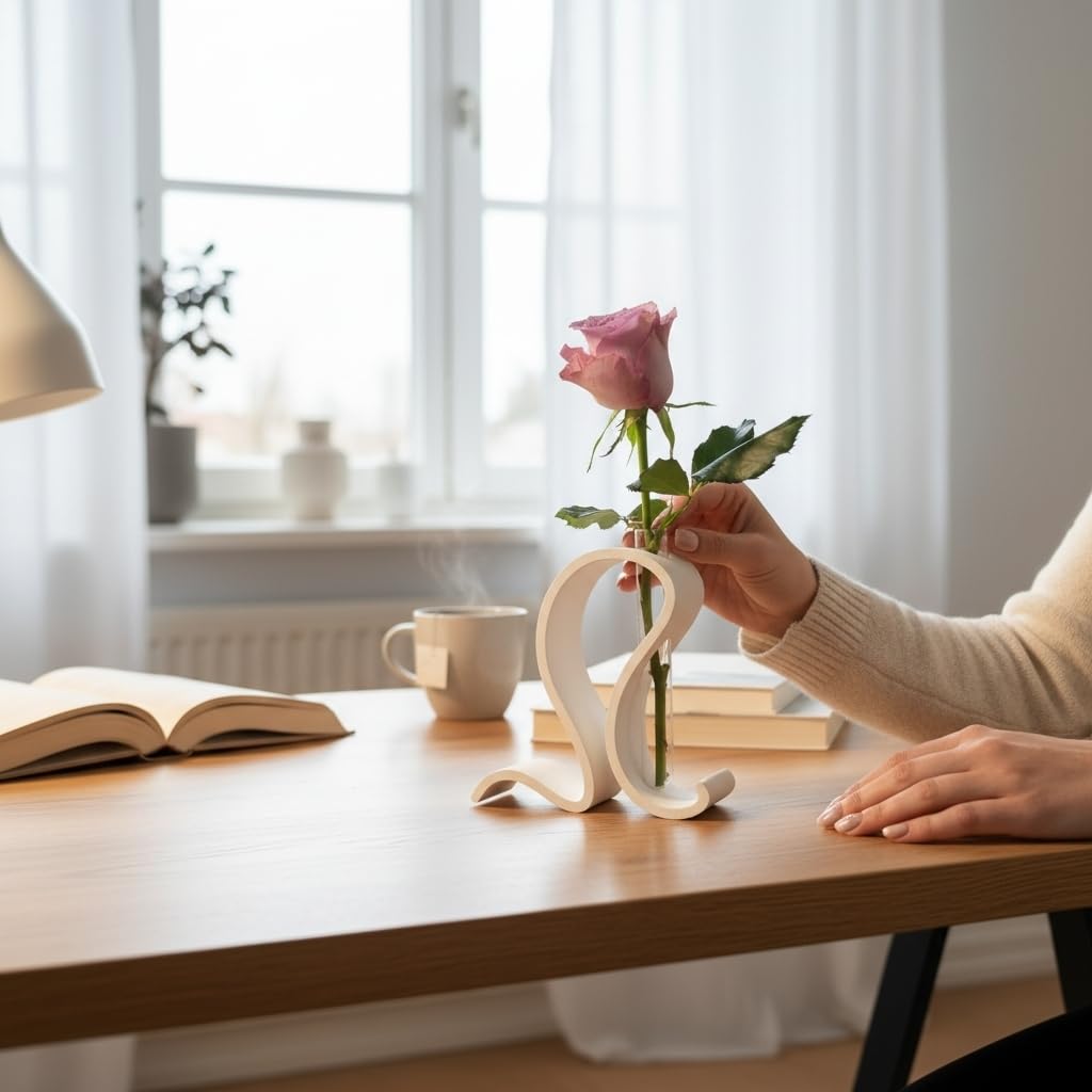 Abstract Test Tube Vase – Modern Plastic Single Stem Flower Holder | Decorative Tabletop Bud Vase for Home & Office