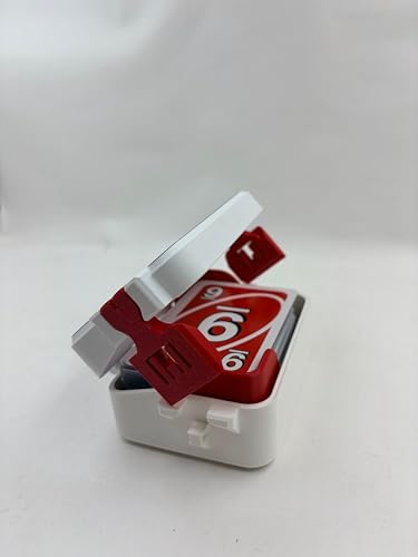 Storage Box for Playing Cards compatible with UNO, Card Organizer Case with Red Card Holder Stand