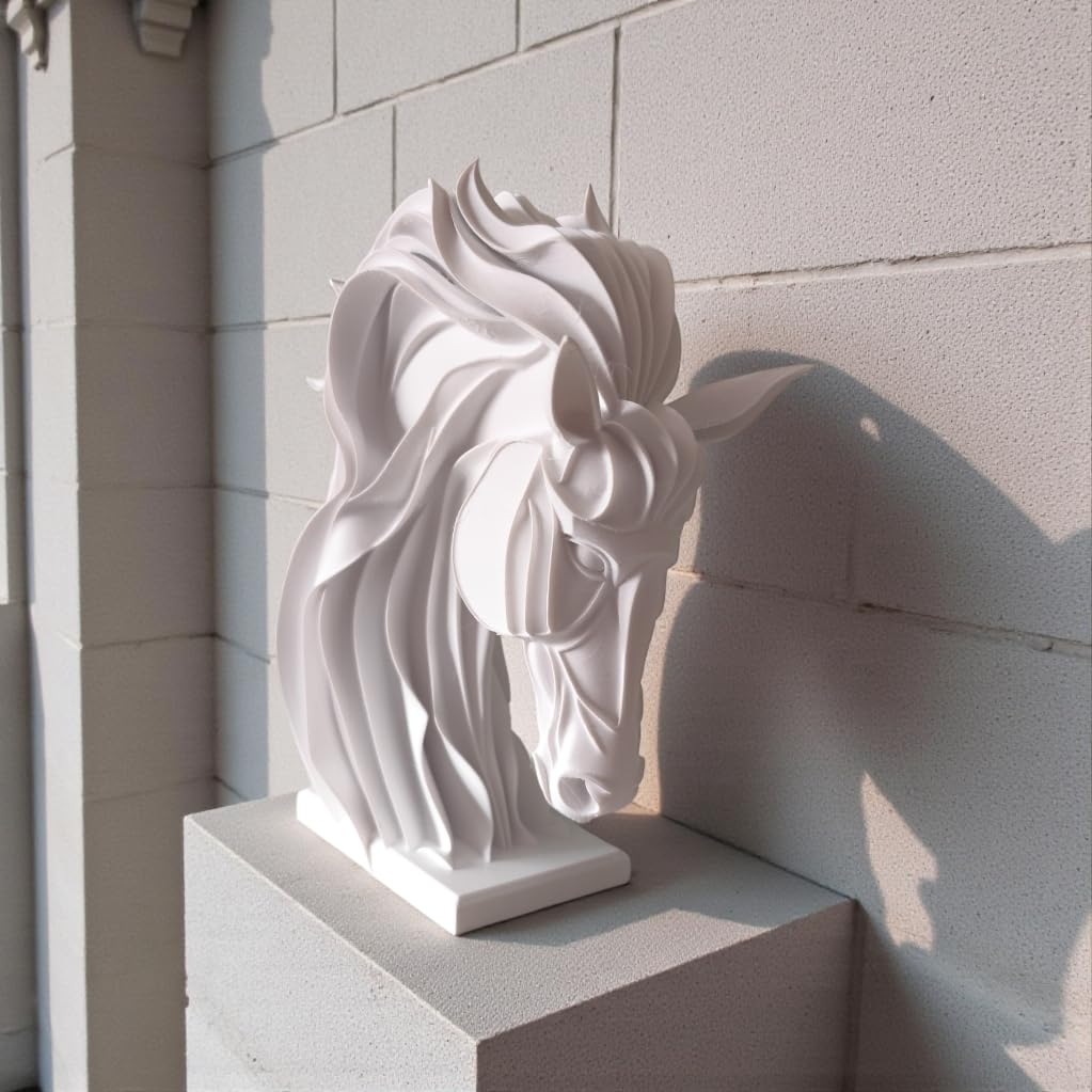 Horse Head Sculpture with Flowing Mane