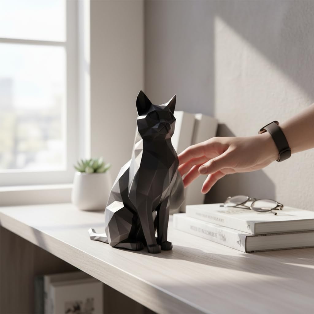 Geometric Cat Sculpture