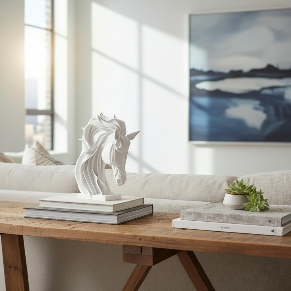 Horse Head Sculpture with Flowing Mane