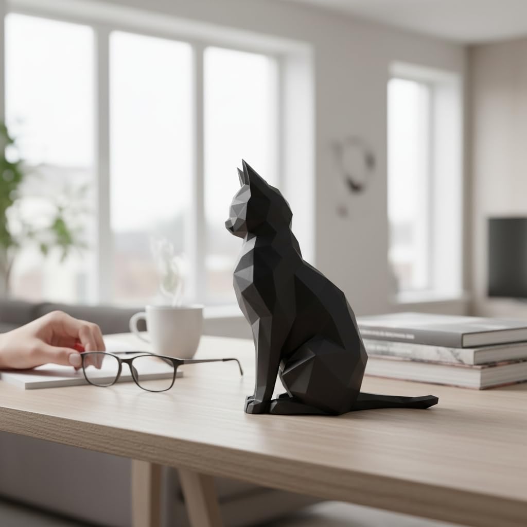 Geometric Cat Sculpture