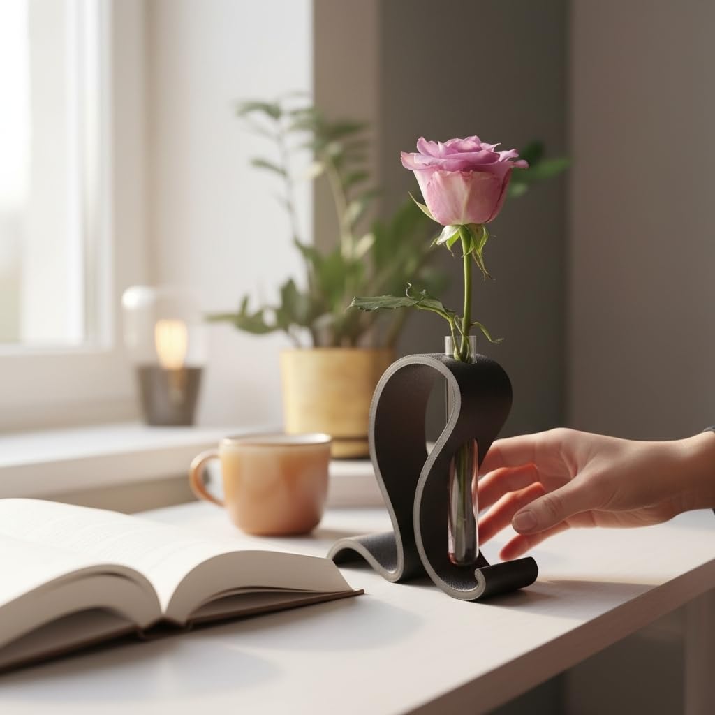 Abstract Test Tube Vase – Modern Plastic Single Stem Flower Holder | Decorative Tabletop Bud Vase for Home & Office