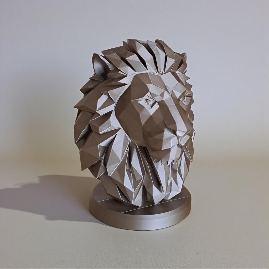 Lion Bust Sculpture – Geometric Lion Head Statue
