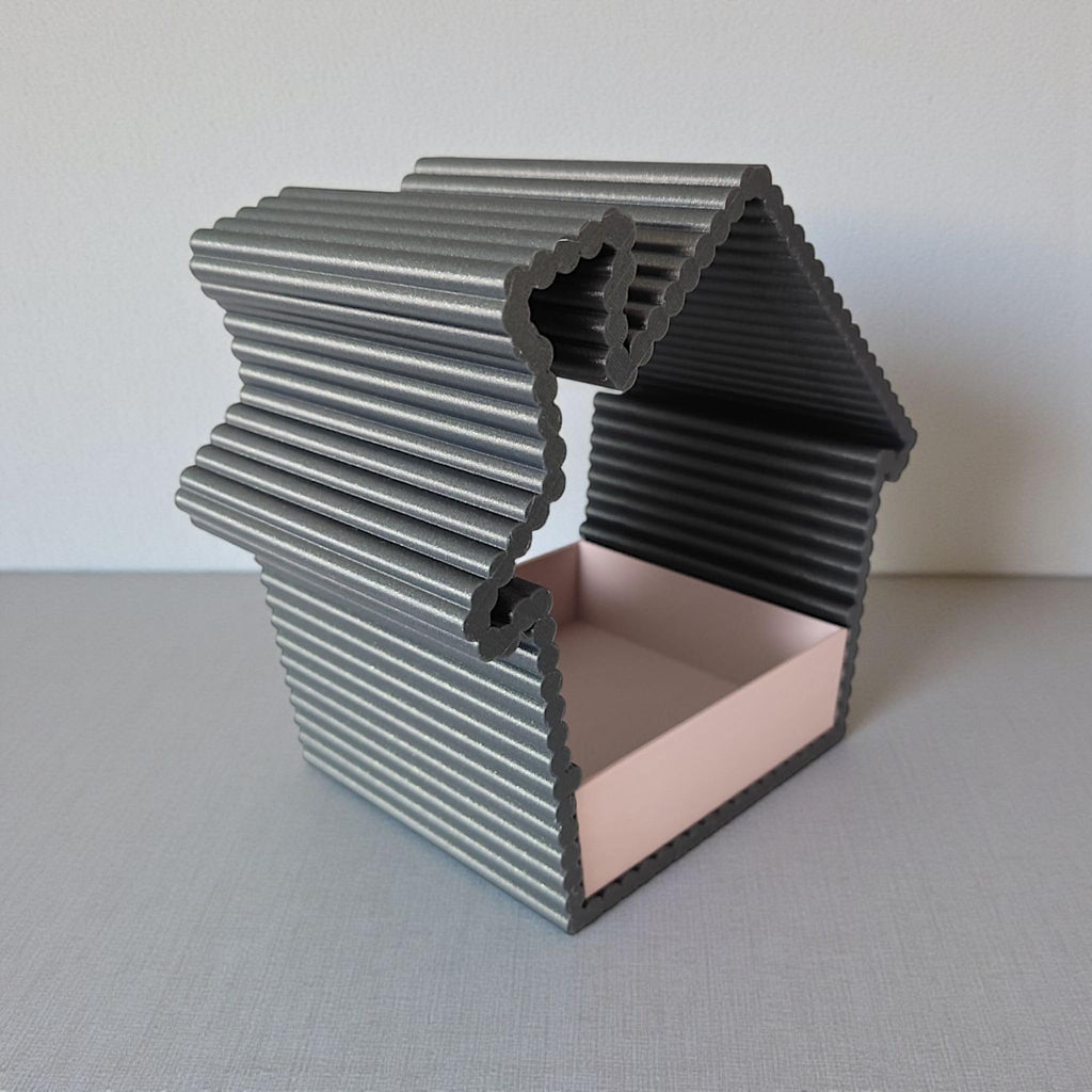 Modern House-Style Bird Feeder with Textured Weather-Resistant Body