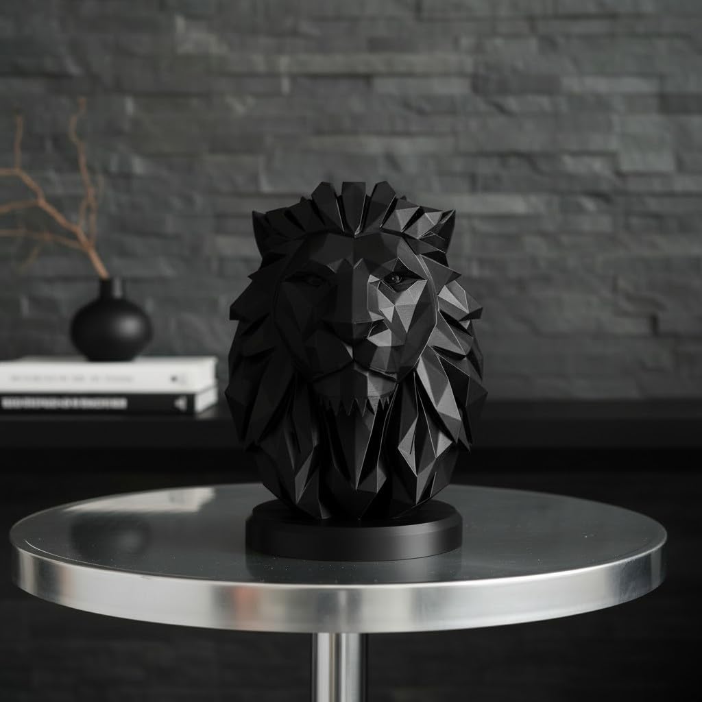 Lion Bust Sculpture – Geometric Lion Head Statue