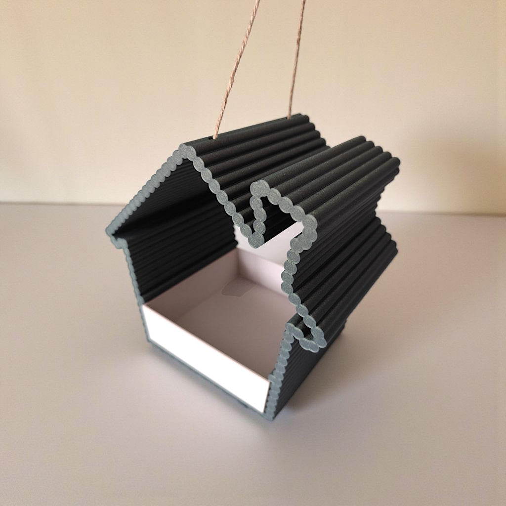 Modern House-Style Bird Feeder with Textured Weather-Resistant Body