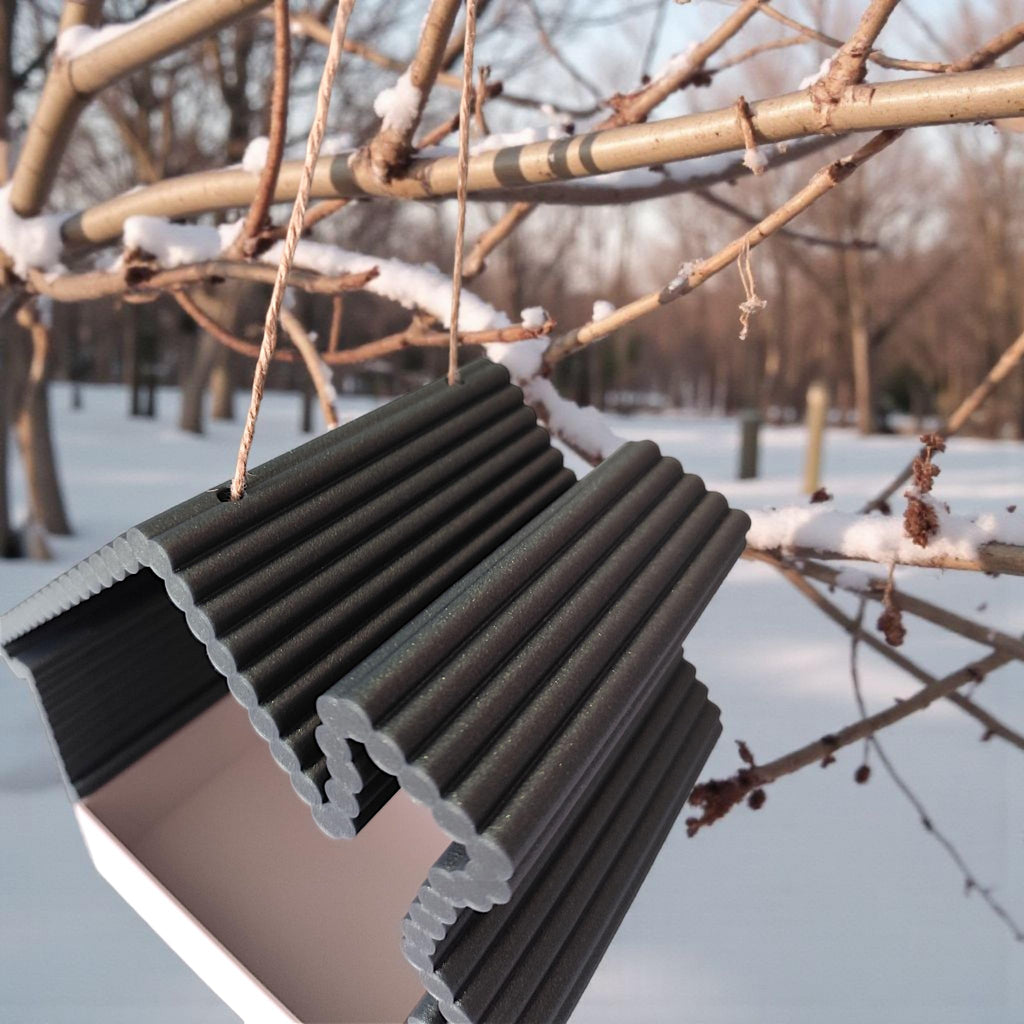 Modern House-Style Bird Feeder with Textured Weather-Resistant Body