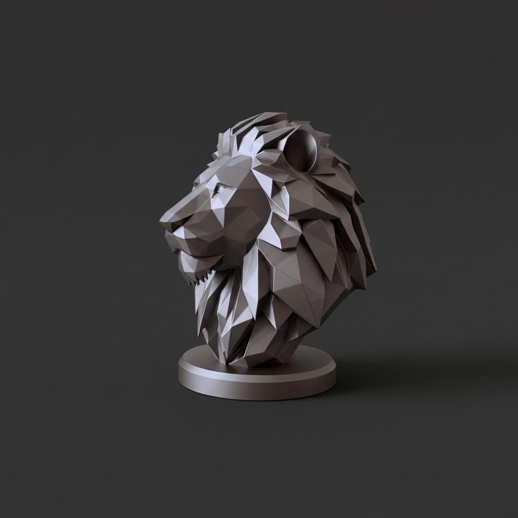 Lion Bust Sculpture – Geometric Lion Head Statue